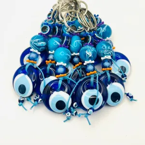 Handmade Ocean Stones Evil Eye Keychain - Turkish Craftsman