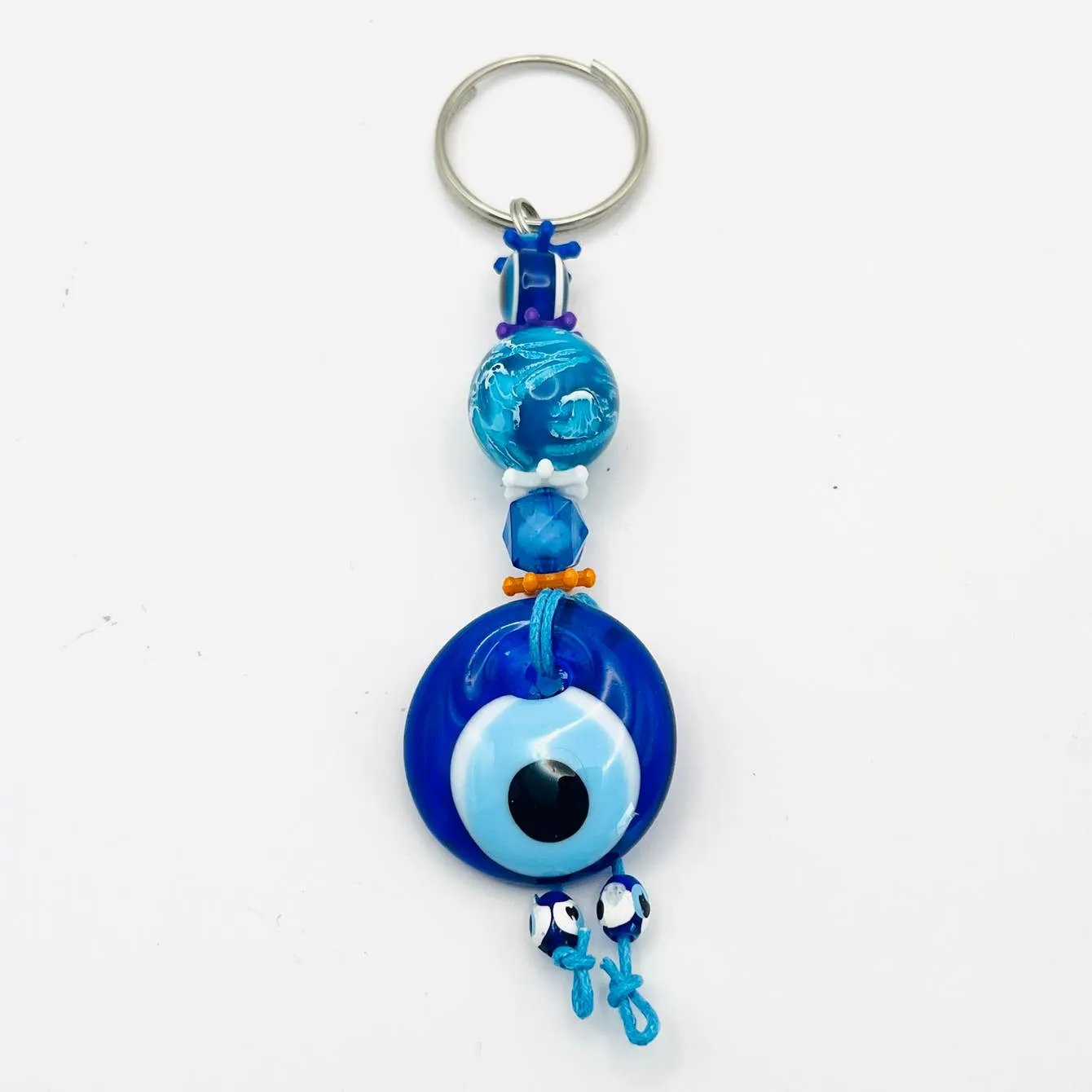 Handmade Ocean Stones Evil Eye Keychain - Turkish Craftsman