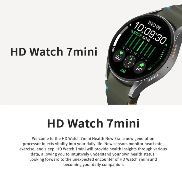 HD Watch7 mini 1.3 inch AMOLED Screen Smart Watch Supports Heart Rate Monitoring/Blood Oxygen Monitoring(Green)