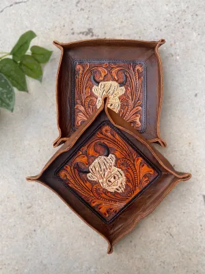 Highland Cow Leather Tray