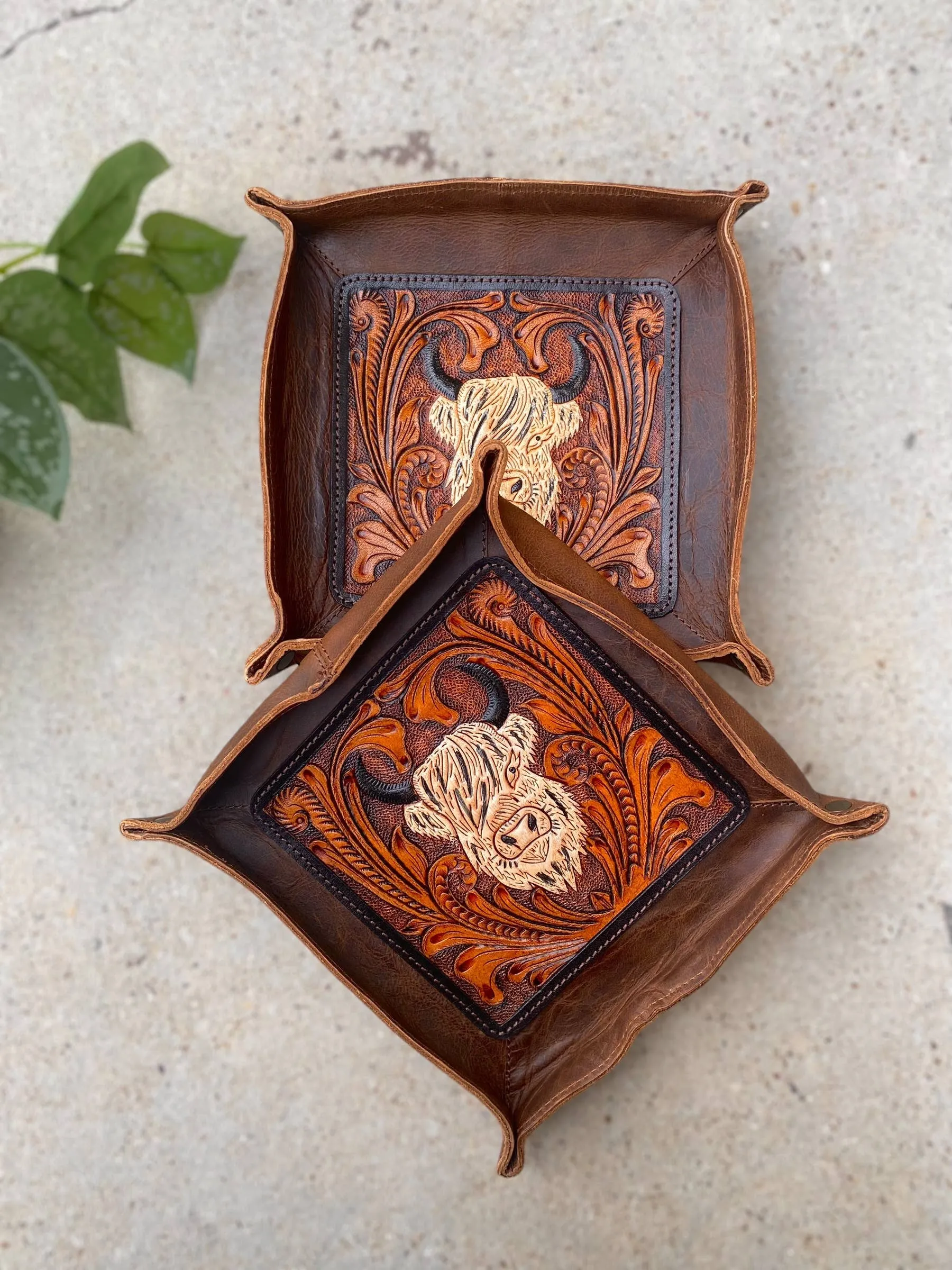 Highland Cow Leather Tray