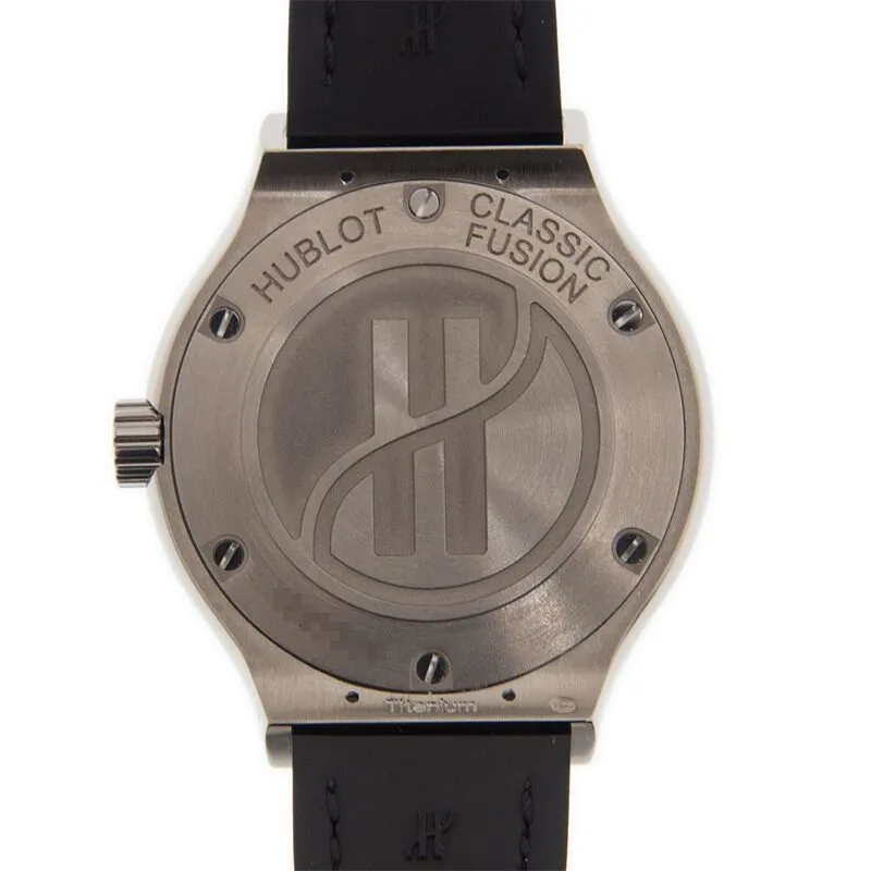 Hublot Classic Fusion Diamond Pave Dial Black Leather Band Titanium Case Men's Watch 581.NX.9010.LR.1704
