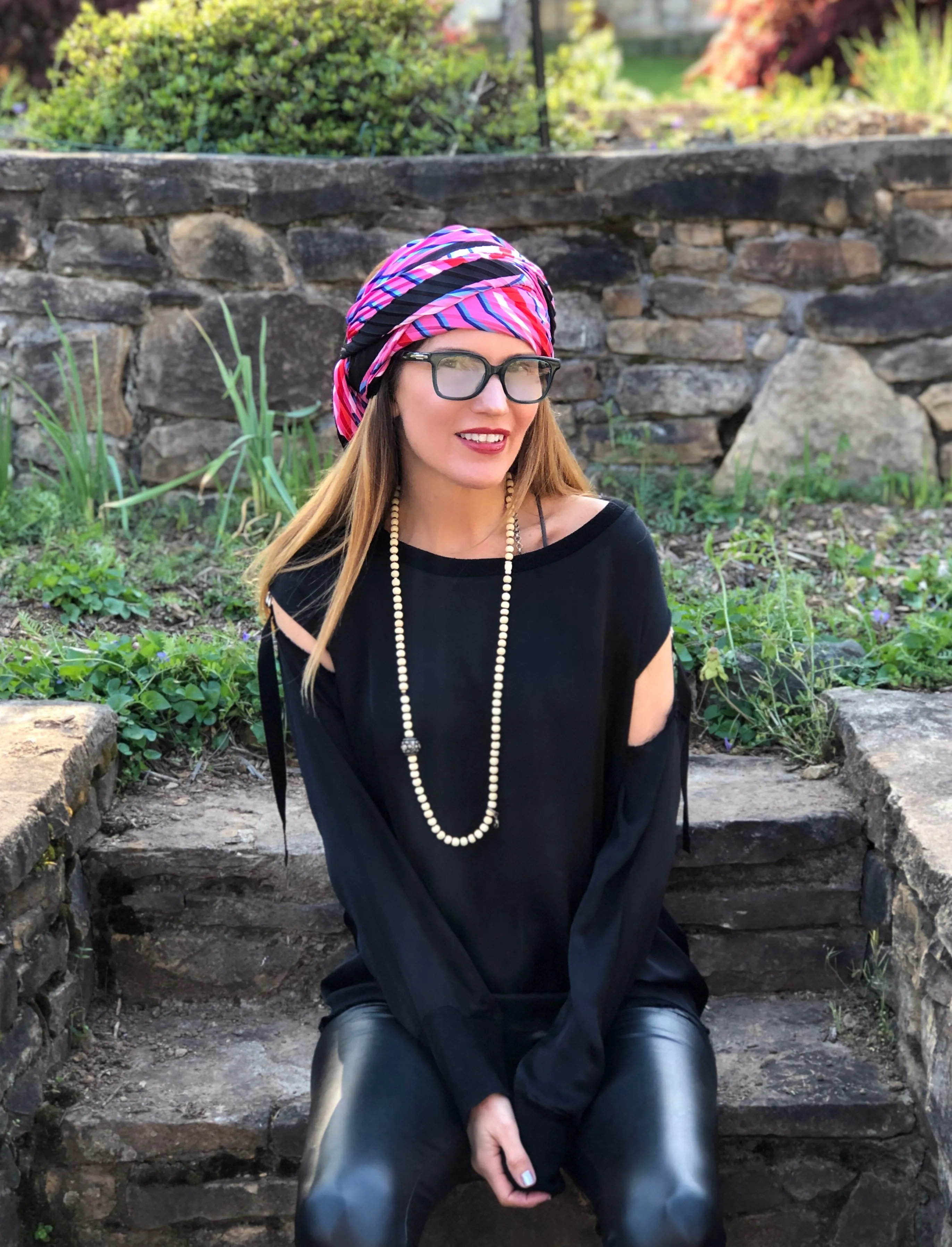 Huge Diamond Bead & Garnet Creamy Mala Necklace