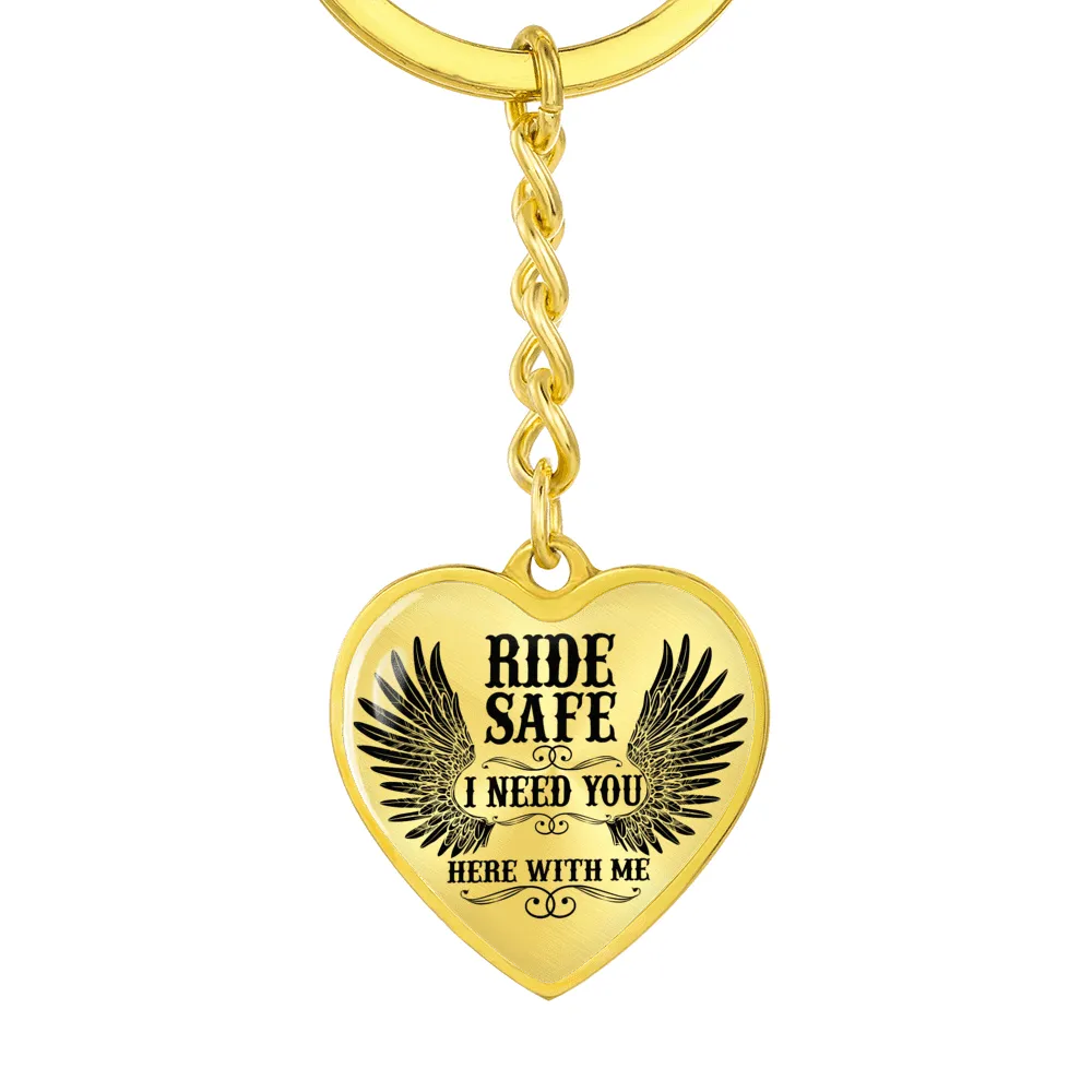 I Need You Biker Heart Keychain