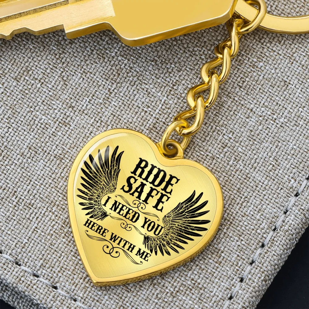 I Need You Biker Heart Keychain