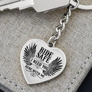 I Need You Biker Heart Keychain