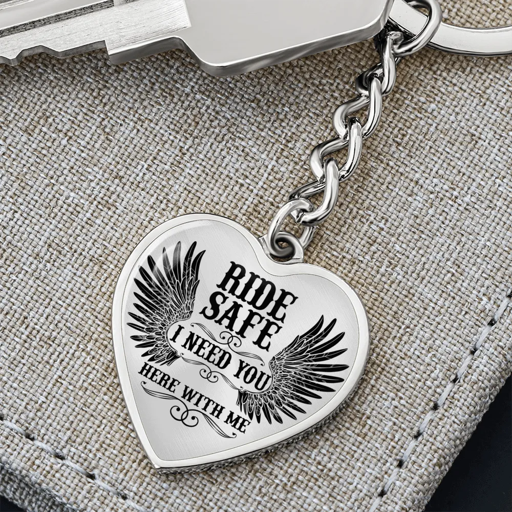 I Need You Biker Heart Keychain