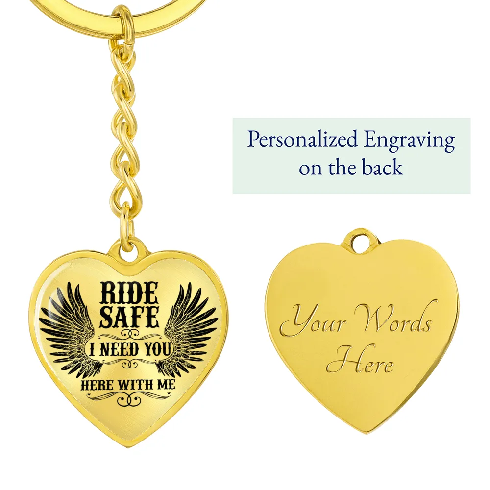 I Need You Biker Heart Keychain