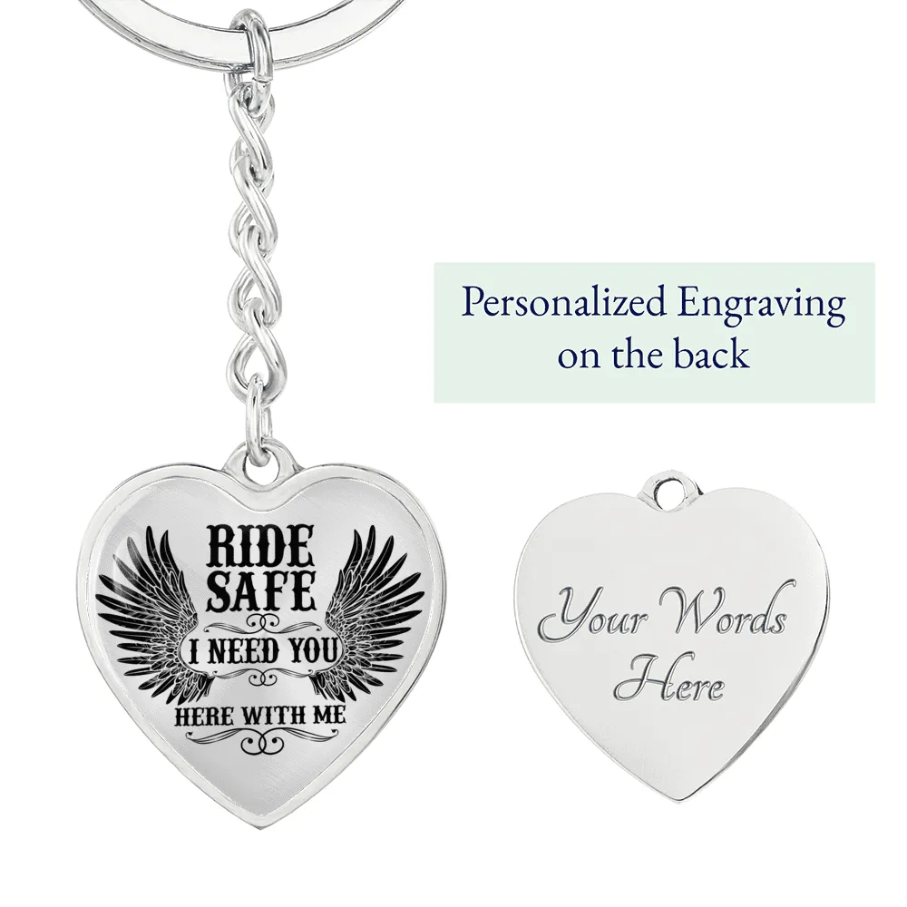 I Need You Biker Heart Keychain