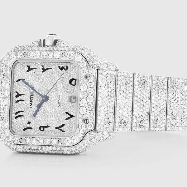 Iced Out Cartier Santos 40mm Diamond Watch 23.1ct.