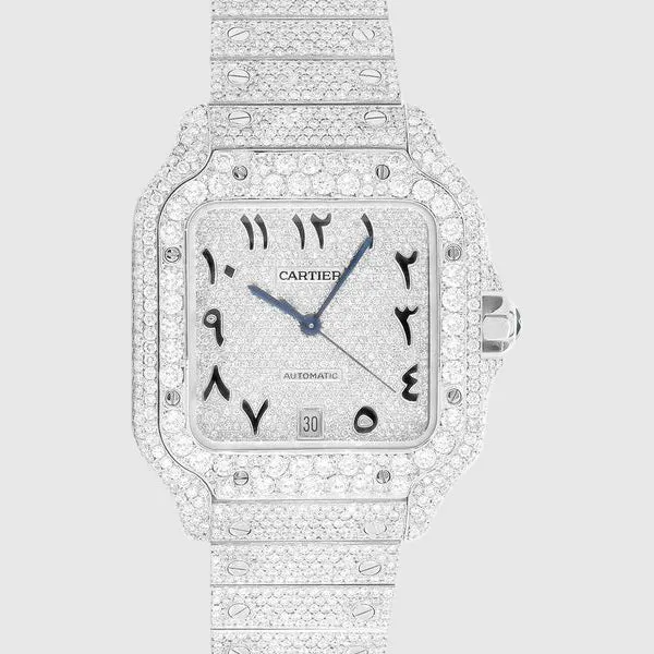 Iced Out Cartier Santos 40mm Diamond Watch 23.1ct.