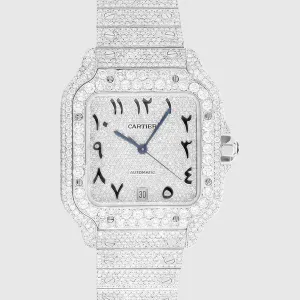 Iced Out Cartier Santos 40mm Diamond Watch 23.1ct.