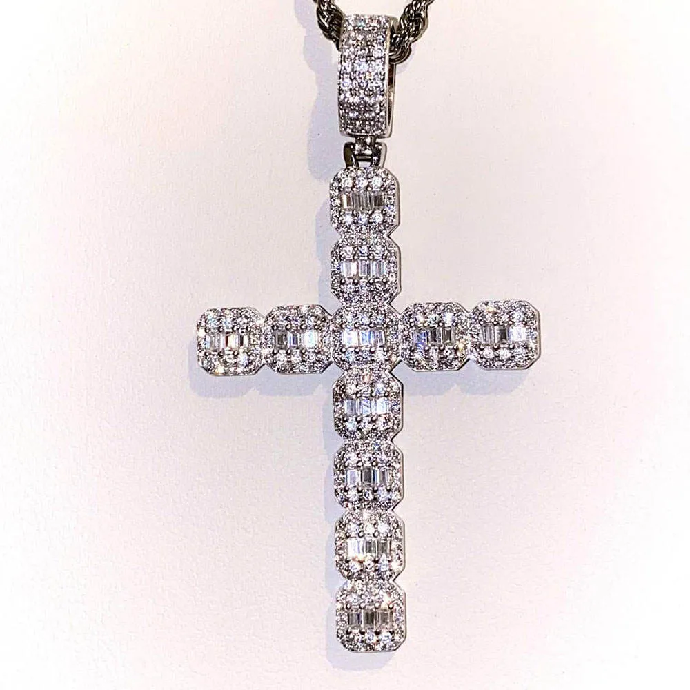 Ins Hot  Hip Hop Popular Mens Necklace Jewelry Iced Out Zircon Gold Silver Charm Pendants Cross Pendant