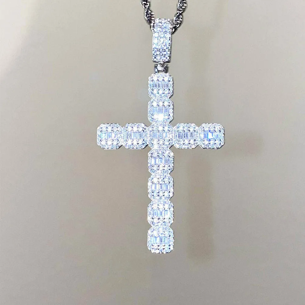 Ins Hot  Hip Hop Popular Mens Necklace Jewelry Iced Out Zircon Gold Silver Charm Pendants Cross Pendant
