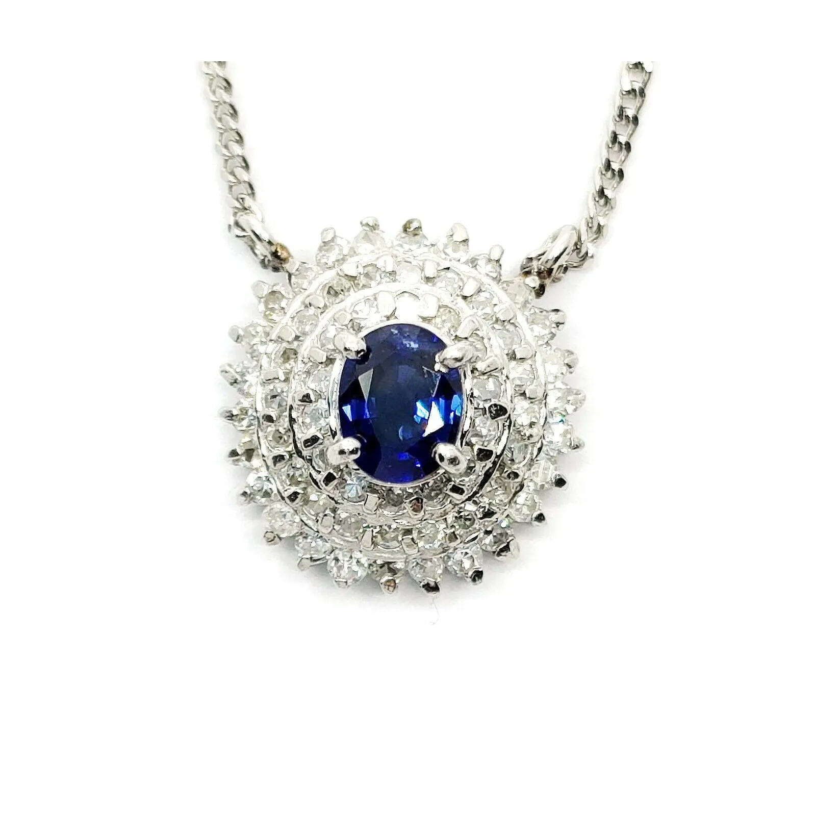 Jewelry Pendant Necklace Sapphire 0.32ct Platinum
