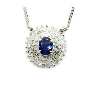 Jewelry Pendant Necklace Sapphire 0.32ct Platinum