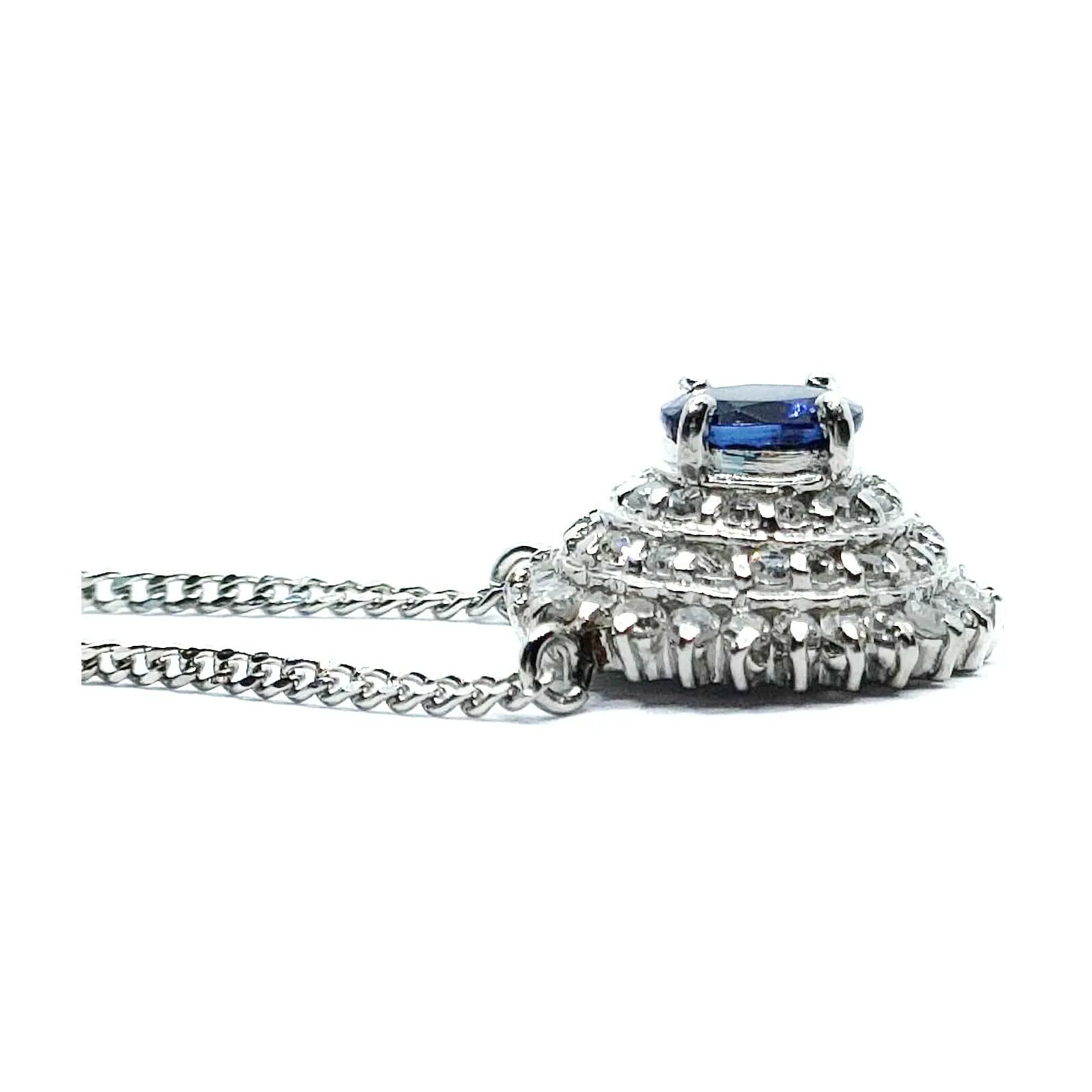 Jewelry Pendant Necklace Sapphire 0.32ct Platinum