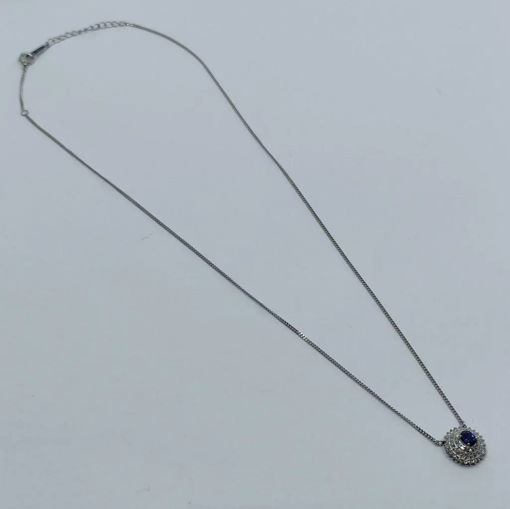 Jewelry Pendant Necklace Sapphire 0.32ct Platinum