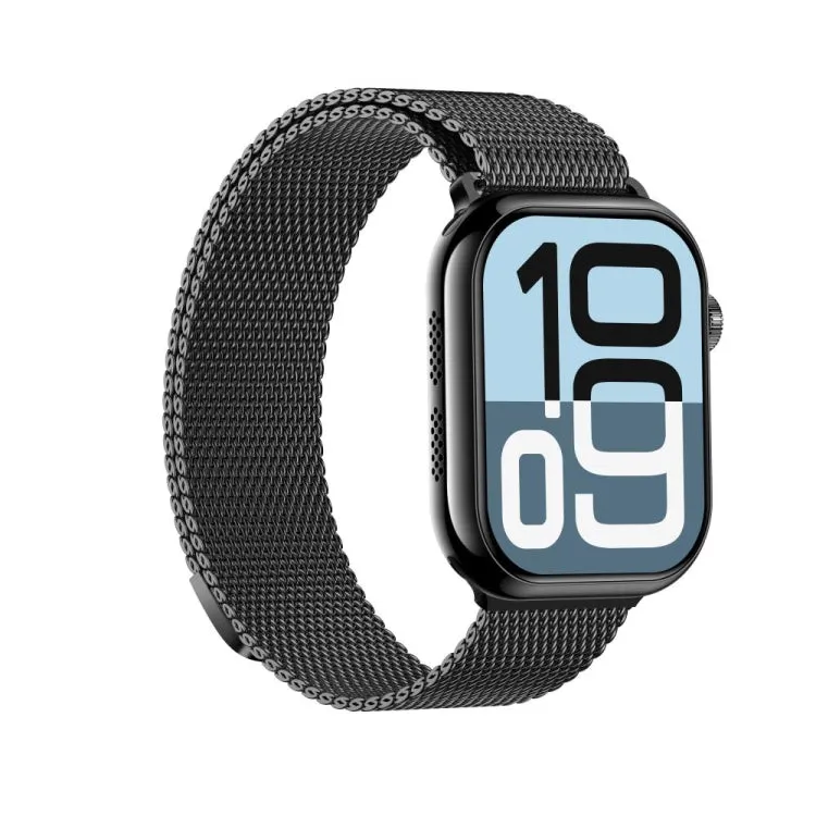 KL08 2.04 inch Color Screen Smart Watch Milan Steel Strap, Support Bluetooth Call(Black)