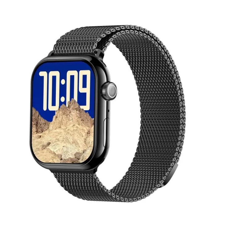 KL08 2.04 inch Color Screen Smart Watch Milan Steel Strap, Support Bluetooth Call(Black)
