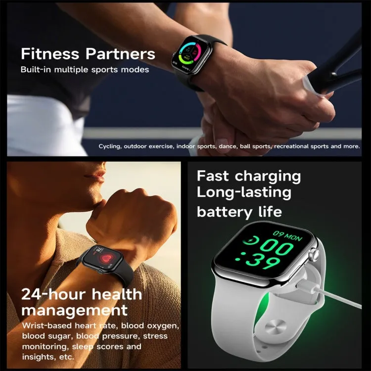 KL08 2.04 inch Color Screen Smart Watch Silicone Strap, Support Bluetooth Call(Silver)