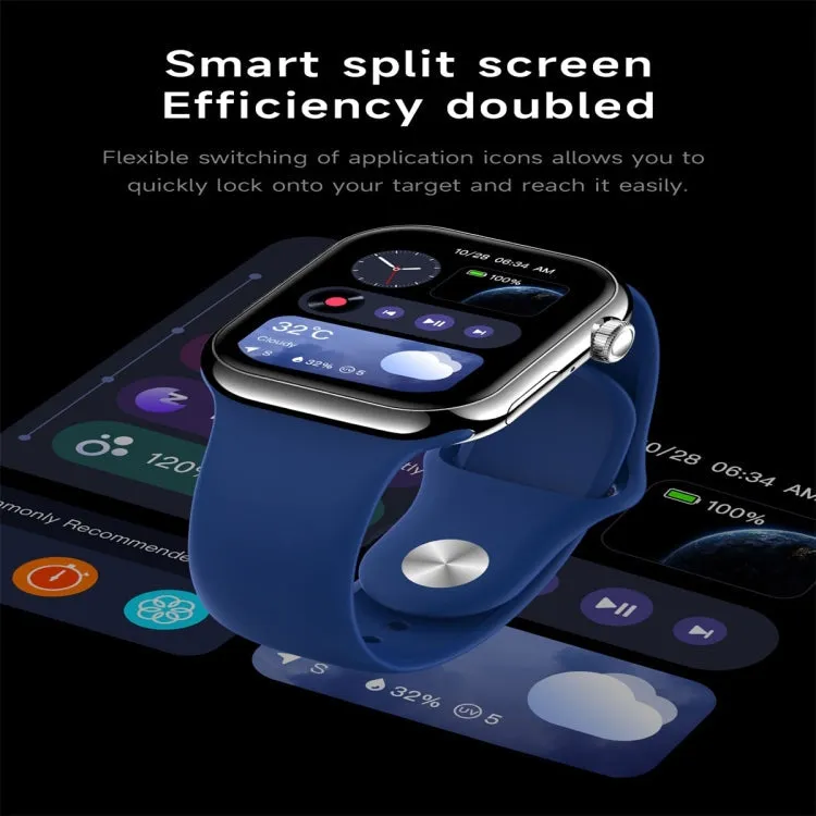 KL08 2.04 inch Color Screen Smart Watch Silicone Strap, Support Bluetooth Call(Silver)