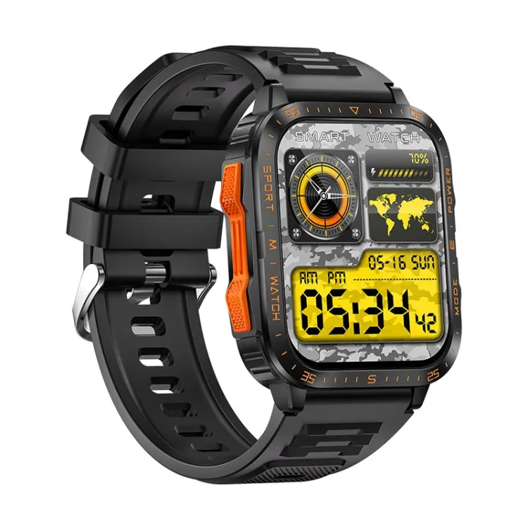 KT79 1.96 inch Color Screen Smart Watch, Support Bluetooth Call / Health Monitoring(Black Orange)