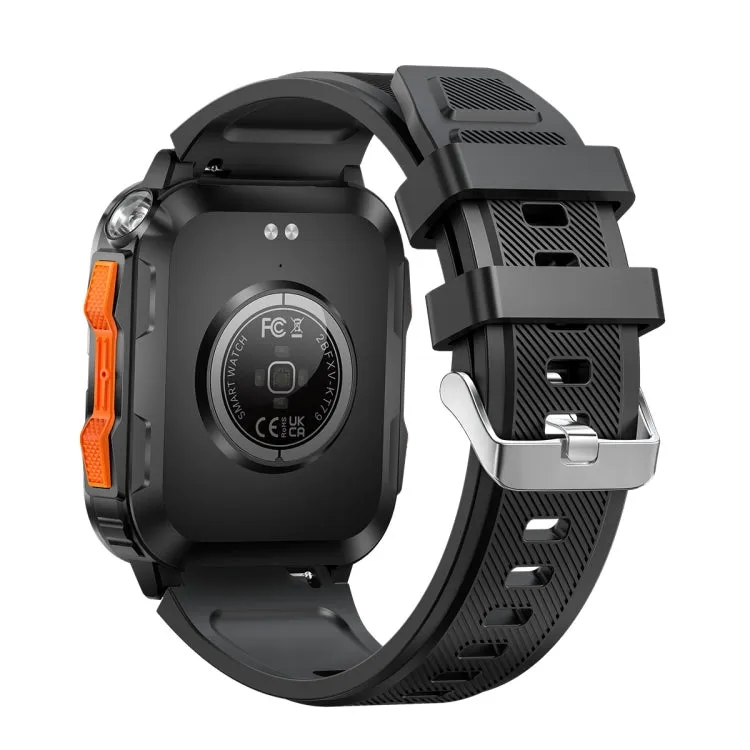 KT79 1.96 inch Color Screen Smart Watch, Support Bluetooth Call / Health Monitoring(Black Orange)