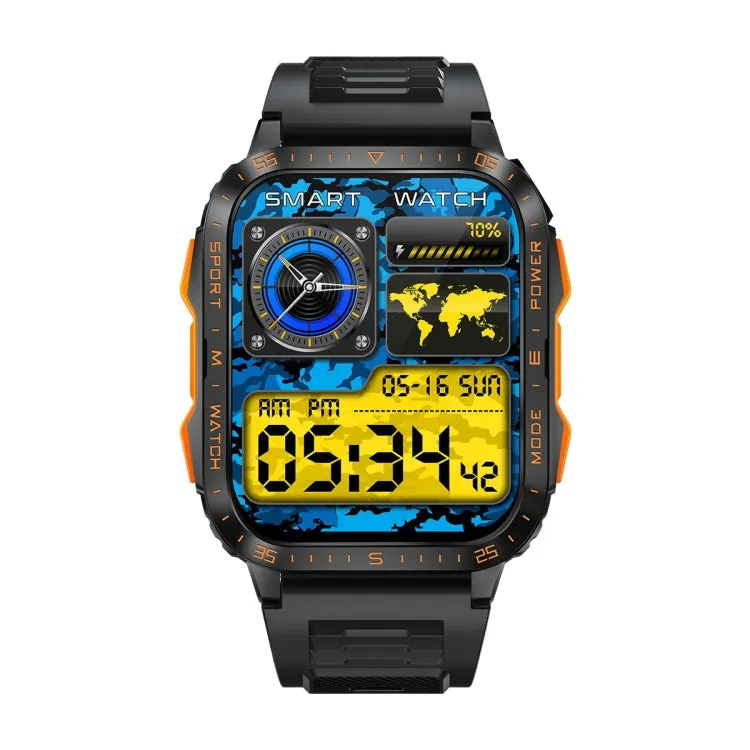 KT79 1.96 inch Color Screen Smart Watch, Support Bluetooth Call / Health Monitoring(Black Orange)