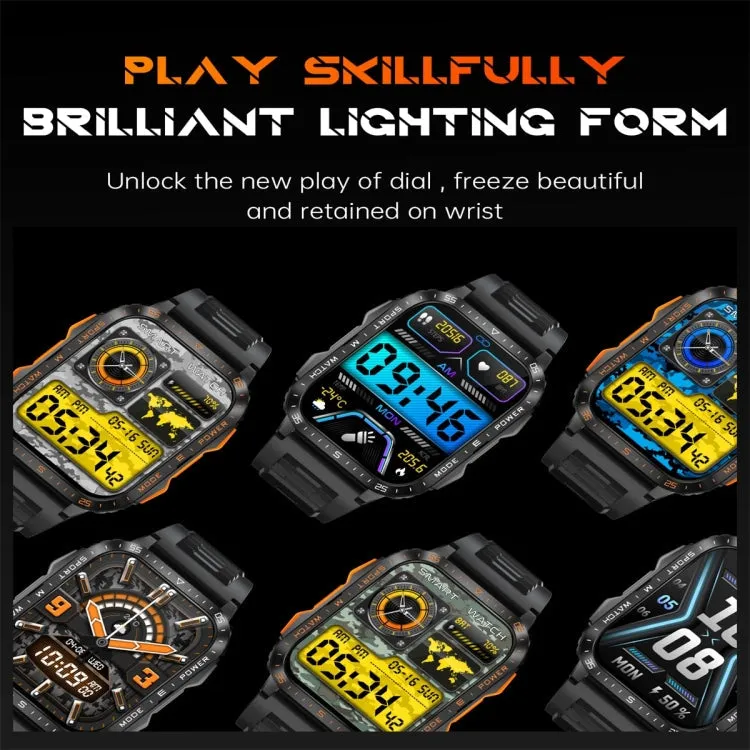 KT79 1.96 inch Color Screen Smart Watch, Support Bluetooth Call / Health Monitoring(Black Orange)