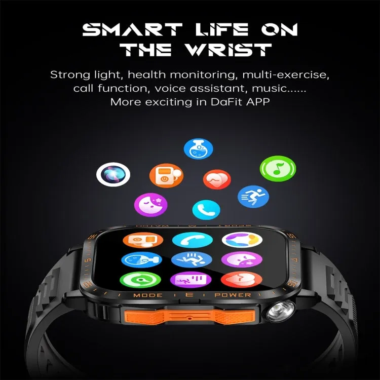 KT79 1.96 inch Color Screen Smart Watch, Support Bluetooth Call / Health Monitoring(Black Orange)