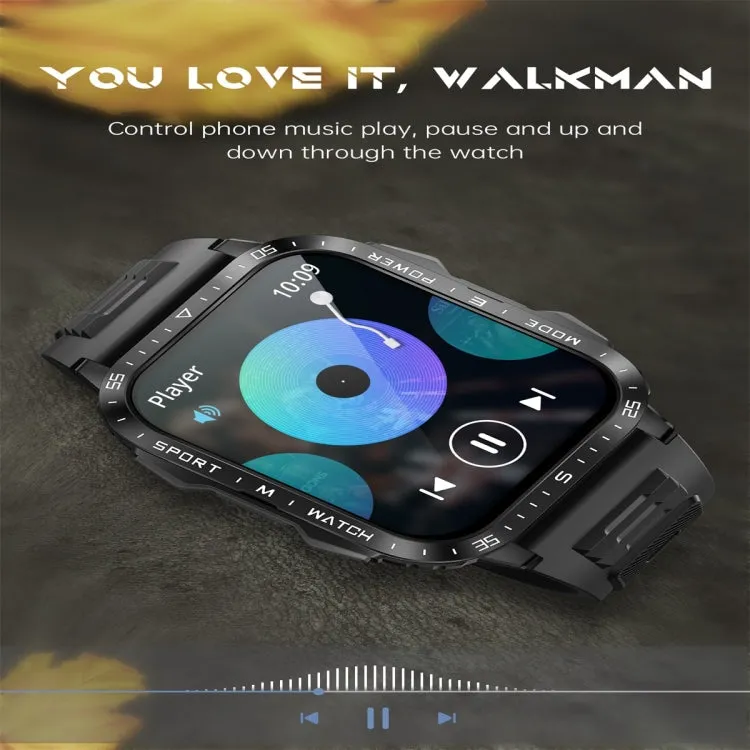 KT79 1.96 inch Color Screen Smart Watch, Support Bluetooth Call / Health Monitoring(Black Orange)
