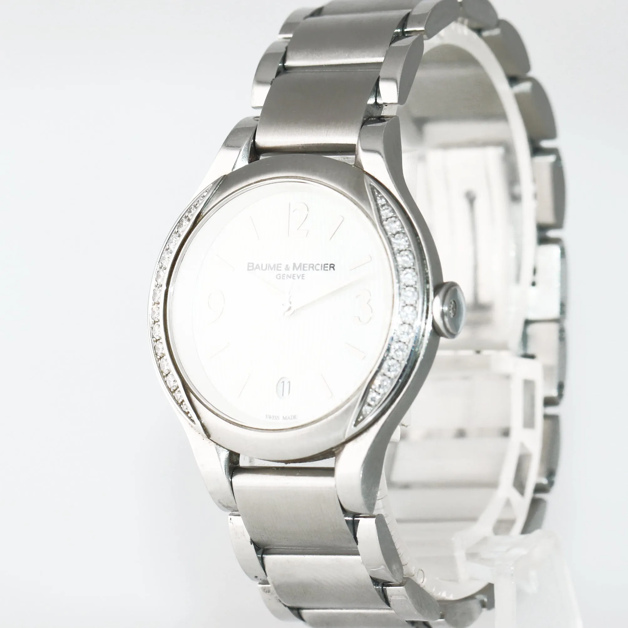 Ladies Baume Mercier Ilea 65616 Stainless Steel Quartz Diamond Date MOP Watch