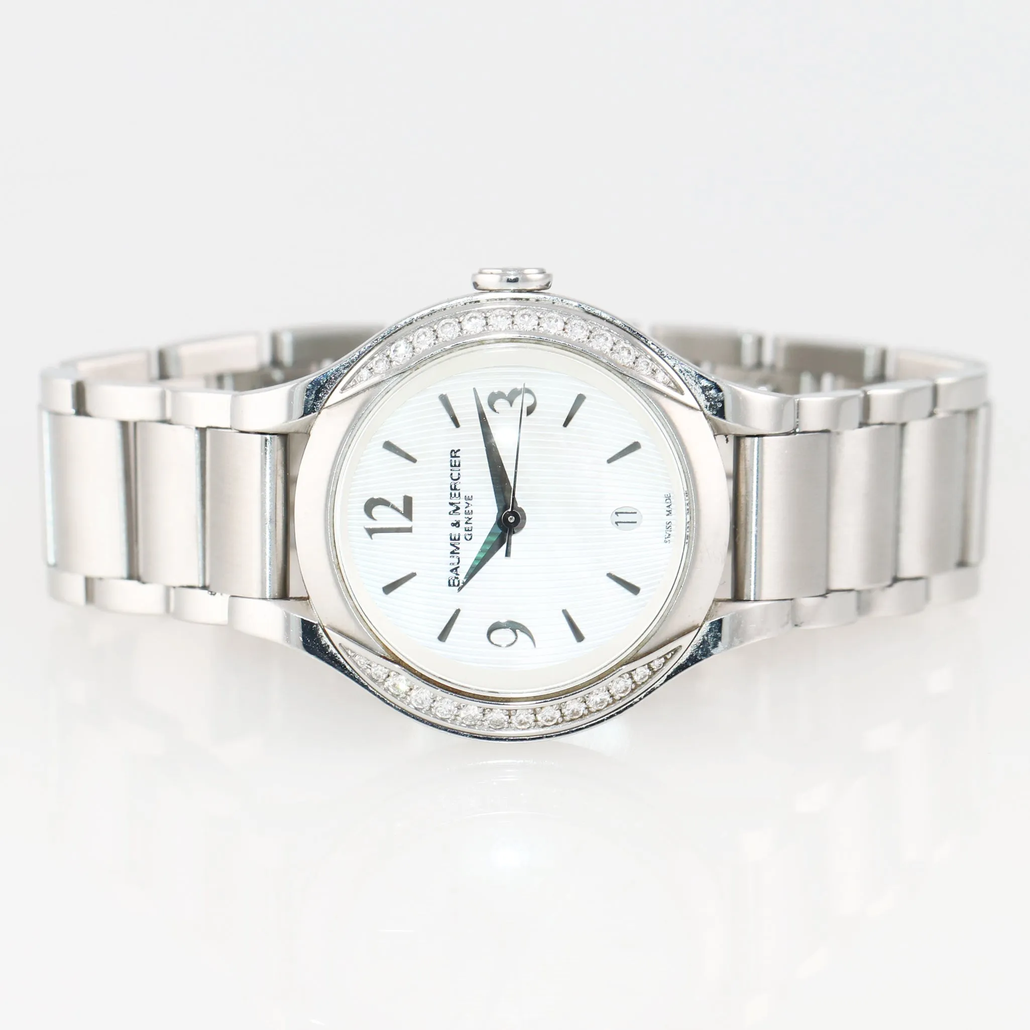 Ladies Baume Mercier Ilea 65616 Stainless Steel Quartz Diamond Date MOP Watch