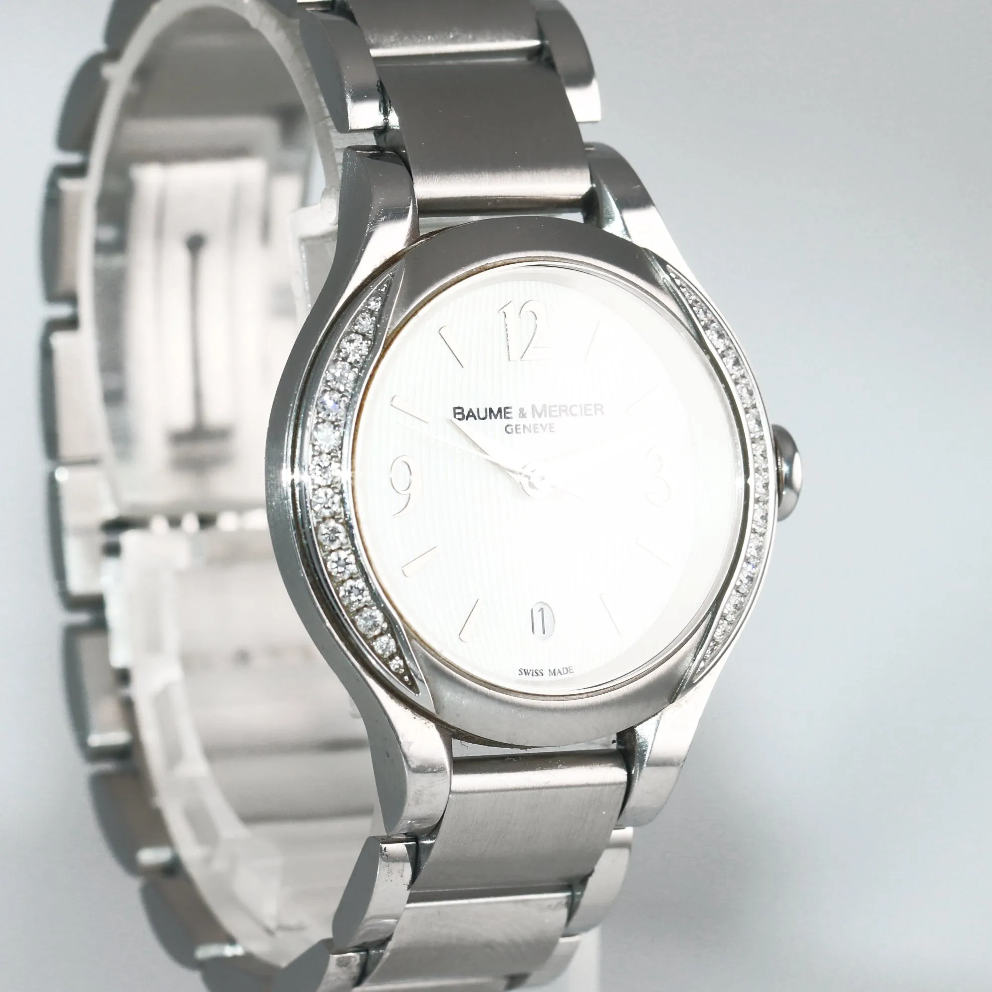 Ladies Baume Mercier Ilea 65616 Stainless Steel Quartz Diamond Date MOP Watch