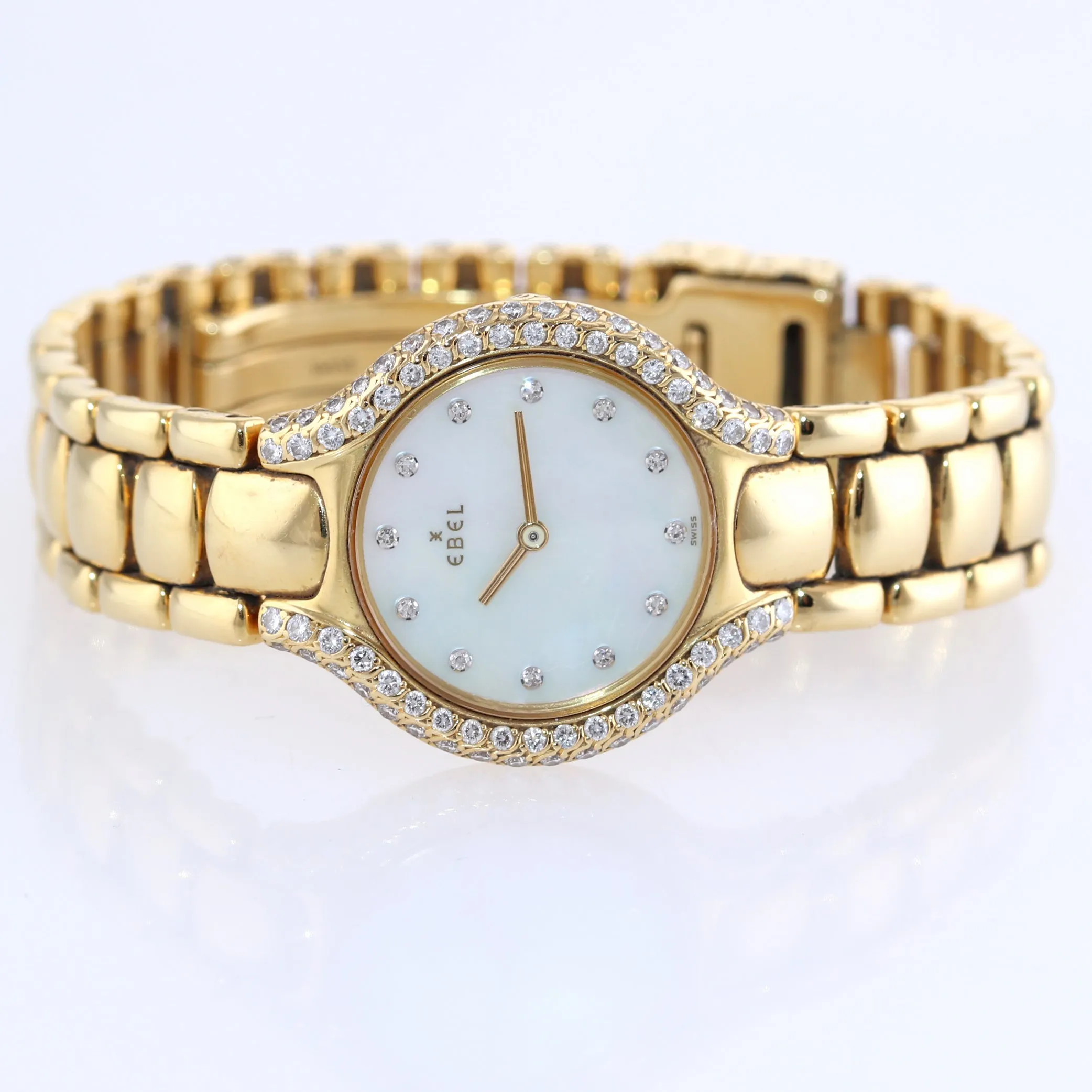 Ladies Ebel Beluga 866969 18k Yellow Gold Diamond MOP 25mm 67.6g Watch
