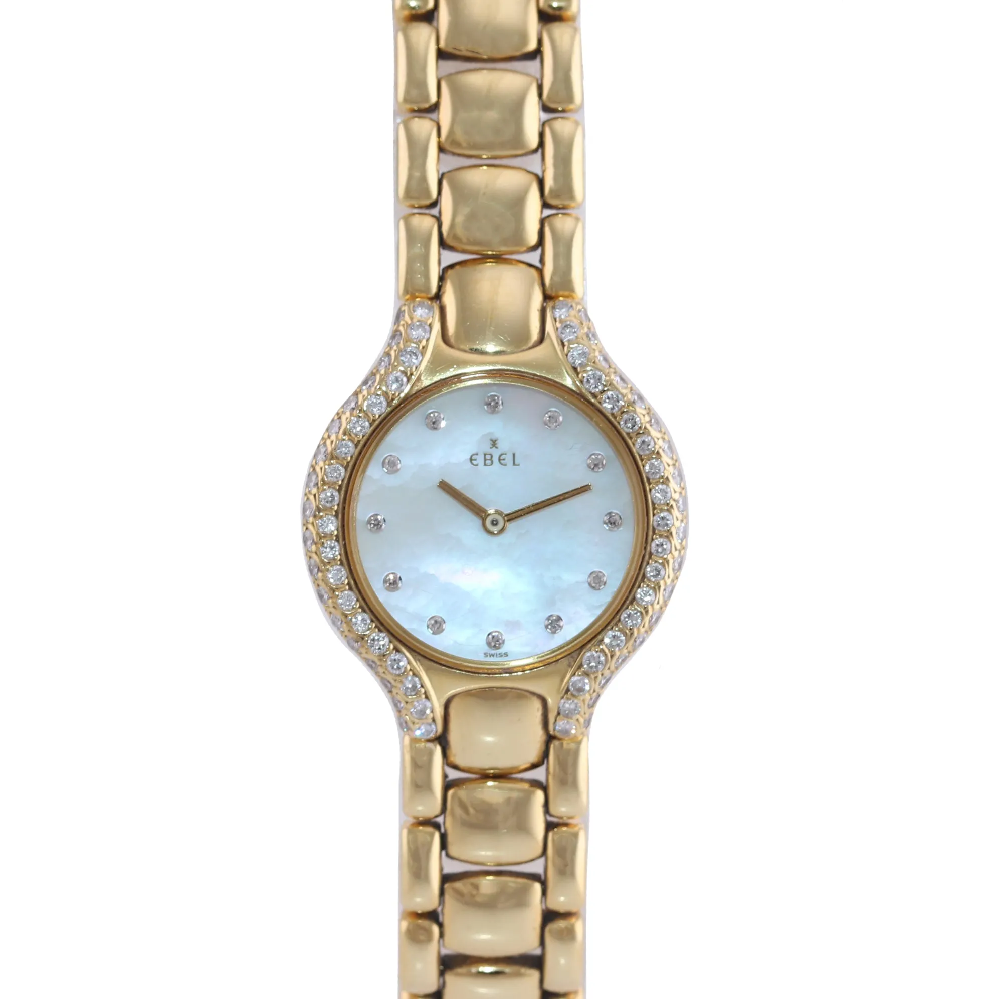 Ladies Ebel Beluga 866969 18k Yellow Gold Diamond MOP 25mm 67.6g Watch