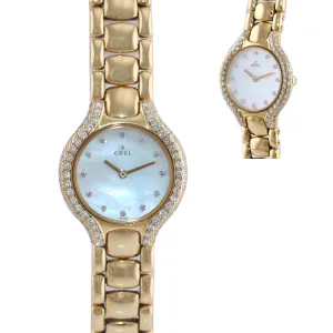 Ladies Ebel Beluga 866969 18k Yellow Gold Diamond MOP 25mm 67.6g Watch
