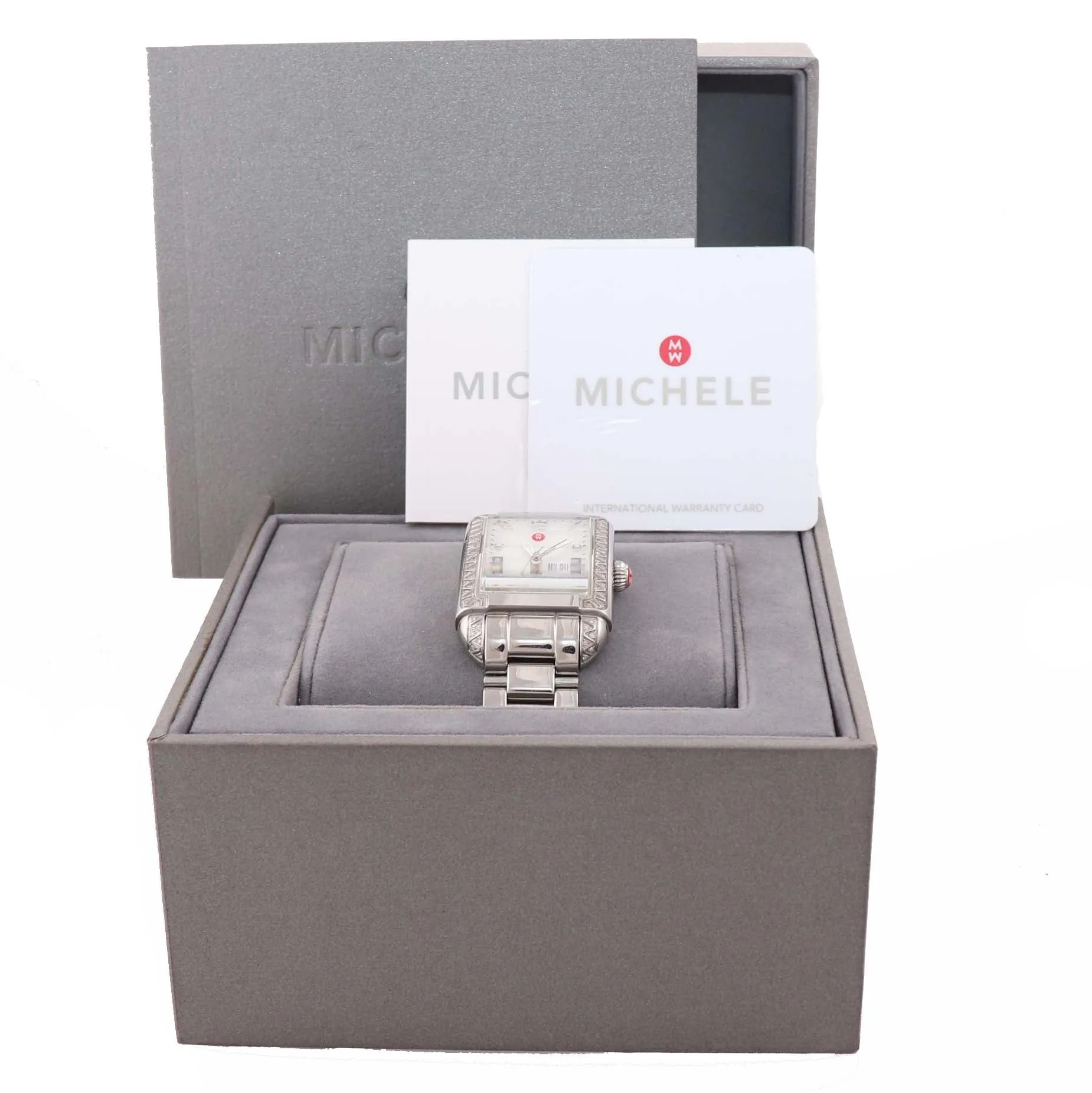 Ladies Michele Milou Park MOP Steel Diamond MW15C01A2025 Date Watch B9