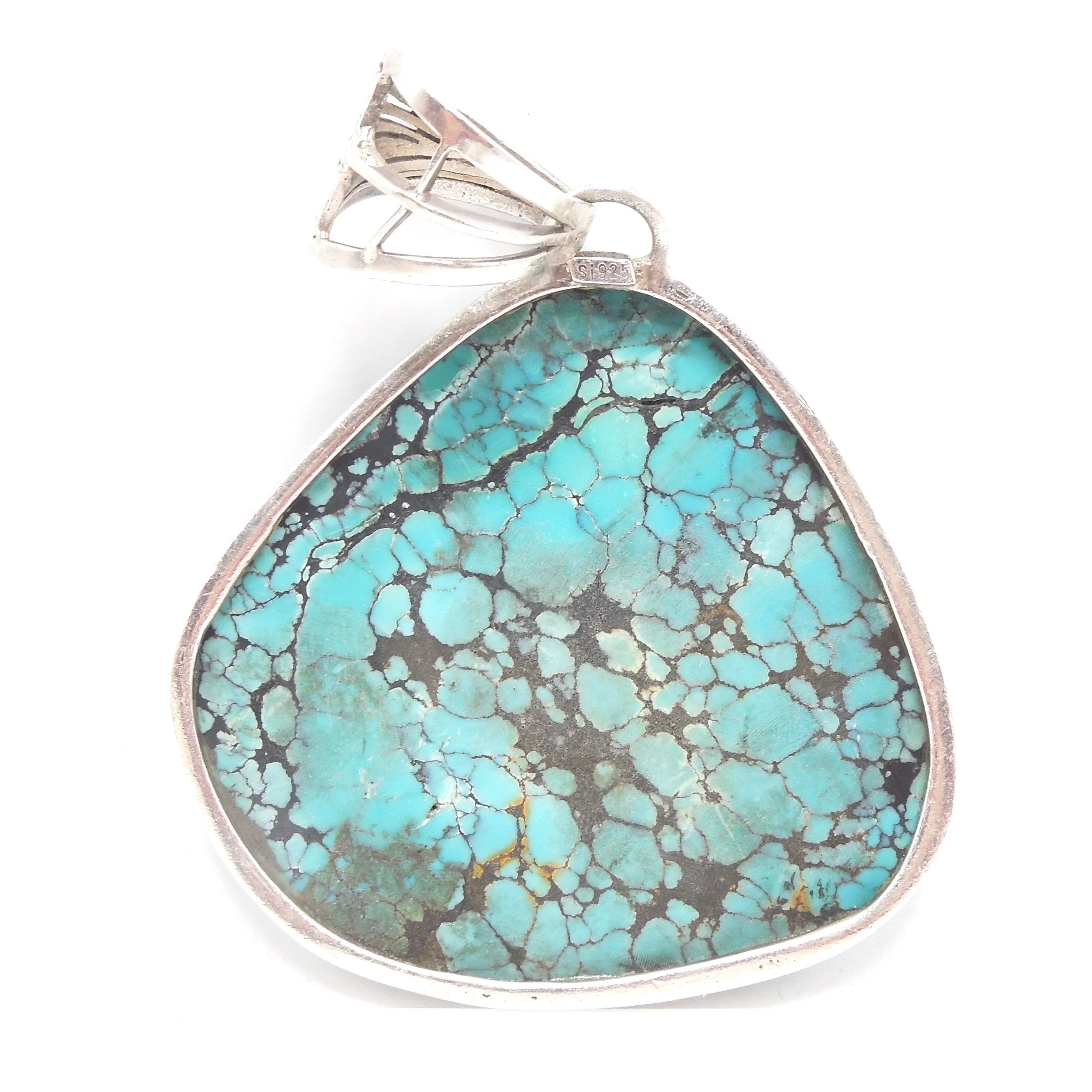 Large King's Manassa Turquoise and Sterling Silver Pendant
