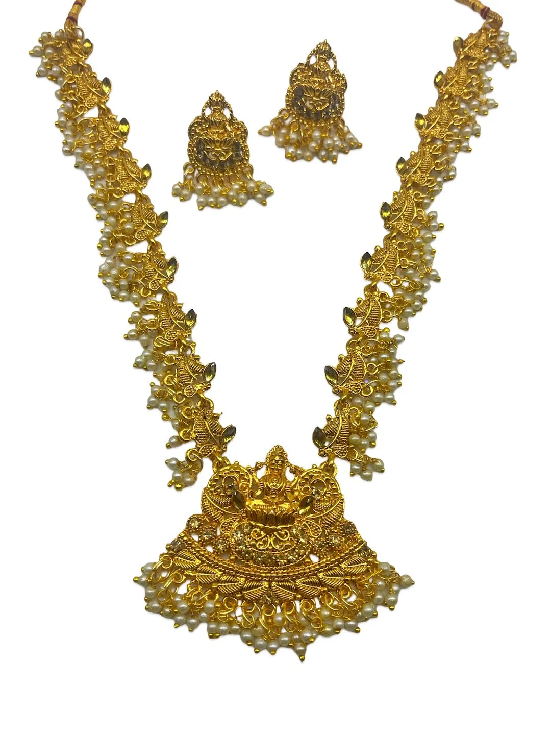 Laxmi Pearl Necklace Set Temple Jewelry