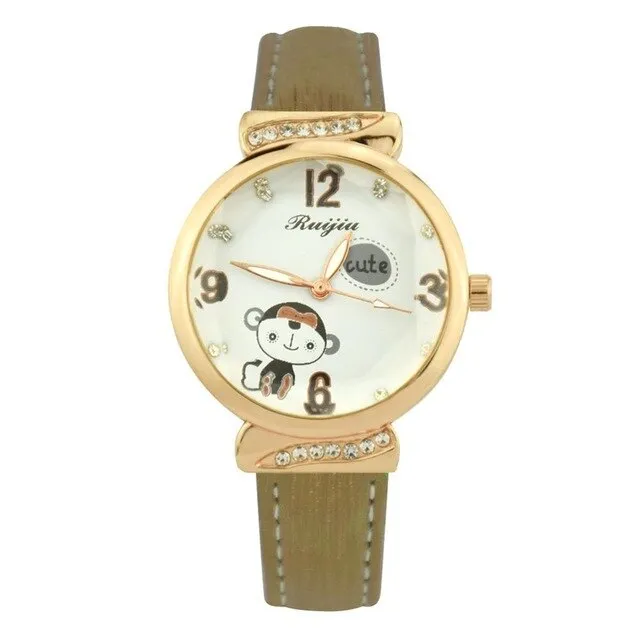Leather Belt Watch Fashion Women Watches  Lovely Cartoon