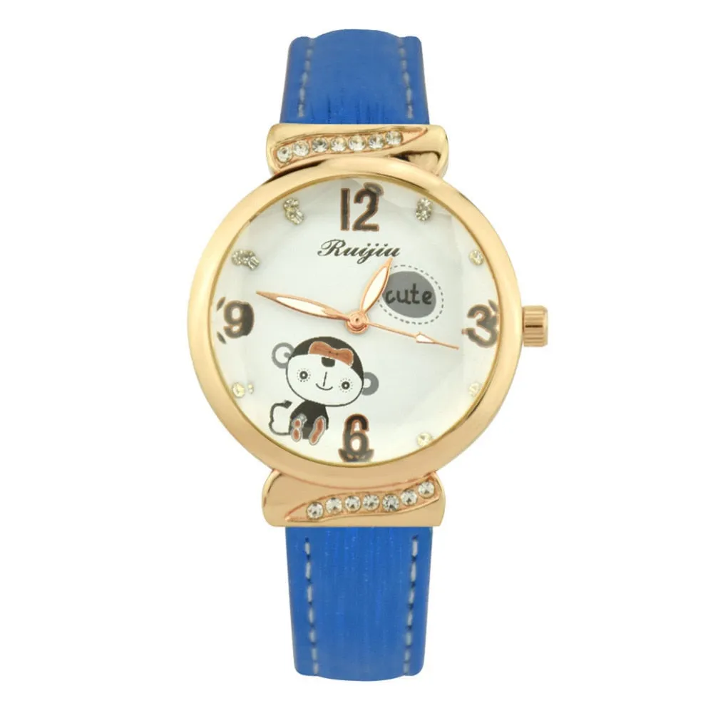 Leather Belt Watch Fashion Women Watches  Lovely Cartoon