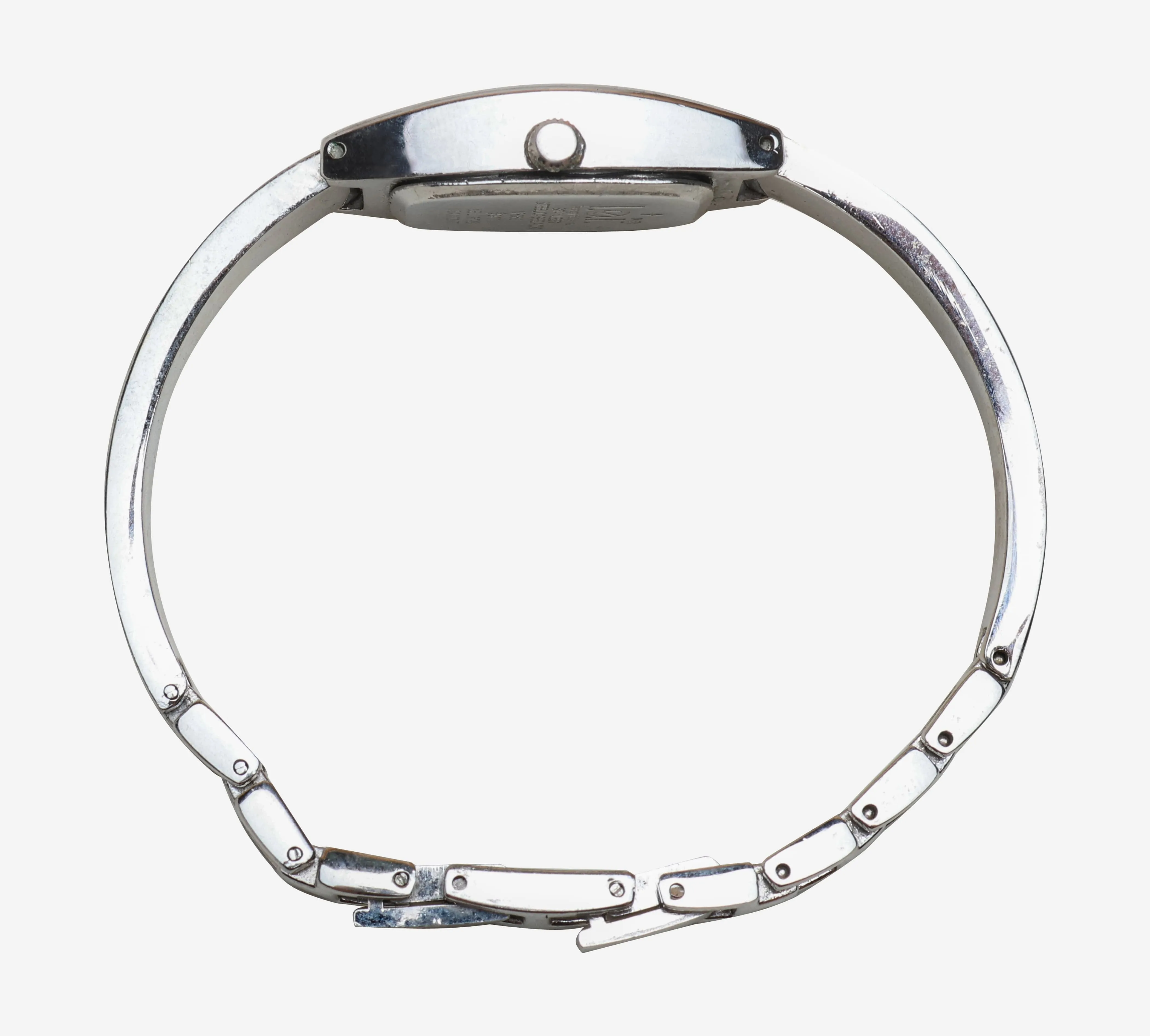 l.ei. Rewound Silver Square Metal Bracelet Quartz Analog Watch