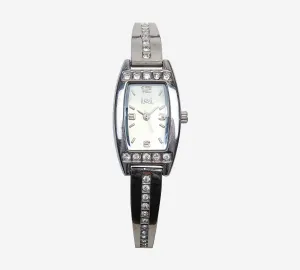 l.ei. Rewound Silver Square Metal Bracelet Quartz Analog Watch