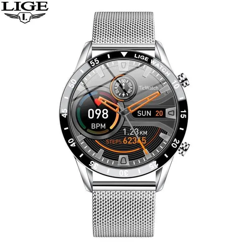 LIGE 2024 Smart Watch Men Full Circle Touch Screen Bluetooth Call Men Smartwatch Waterproof Sport Activity Fitness Watch Box