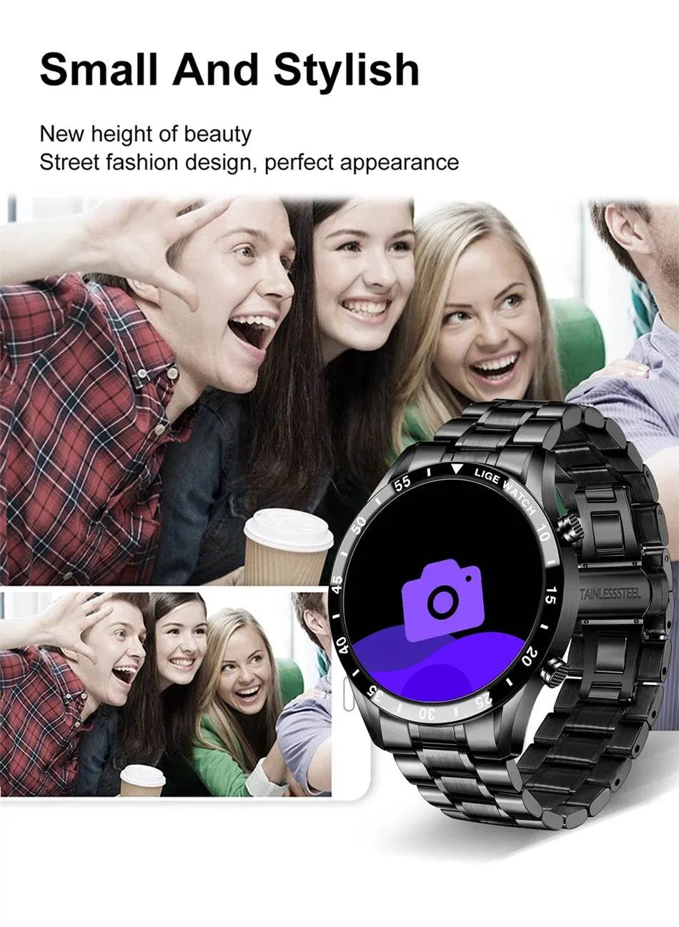 LIGE 2024 Smart Watch Men Full Circle Touch Screen Bluetooth Call Men Smartwatch Waterproof Sport Activity Fitness Watch Box