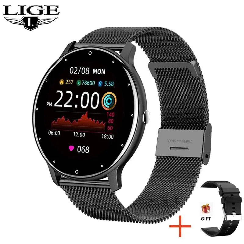 LIGE Smart watch Ladies Full touch Screen Sports Fitness watch IP67 waterproof Bluetooth For Android iOS Smart watch Female