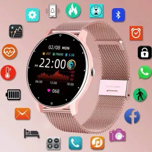 LIGE Smart watch Ladies Full touch Screen Sports Fitness watch IP67 waterproof Bluetooth For Android iOS Smart watch Female