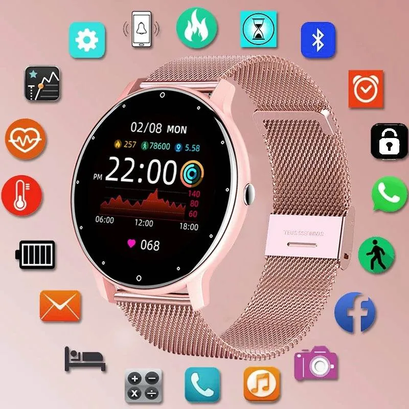LIGE Smart watch Ladies Full touch Screen Sports Fitness watch IP67 waterproof Bluetooth For Android iOS Smart watch Female